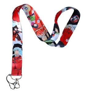 Best Japanese Anime Inuyasha Cell Phone Holder Lanyard with Metal Clip Red